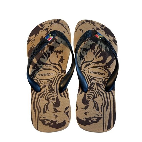 HAVAIANAS Brown & Tan Thong Style Flip Flop Sandals Size 37-38 - Picture 7 of 13